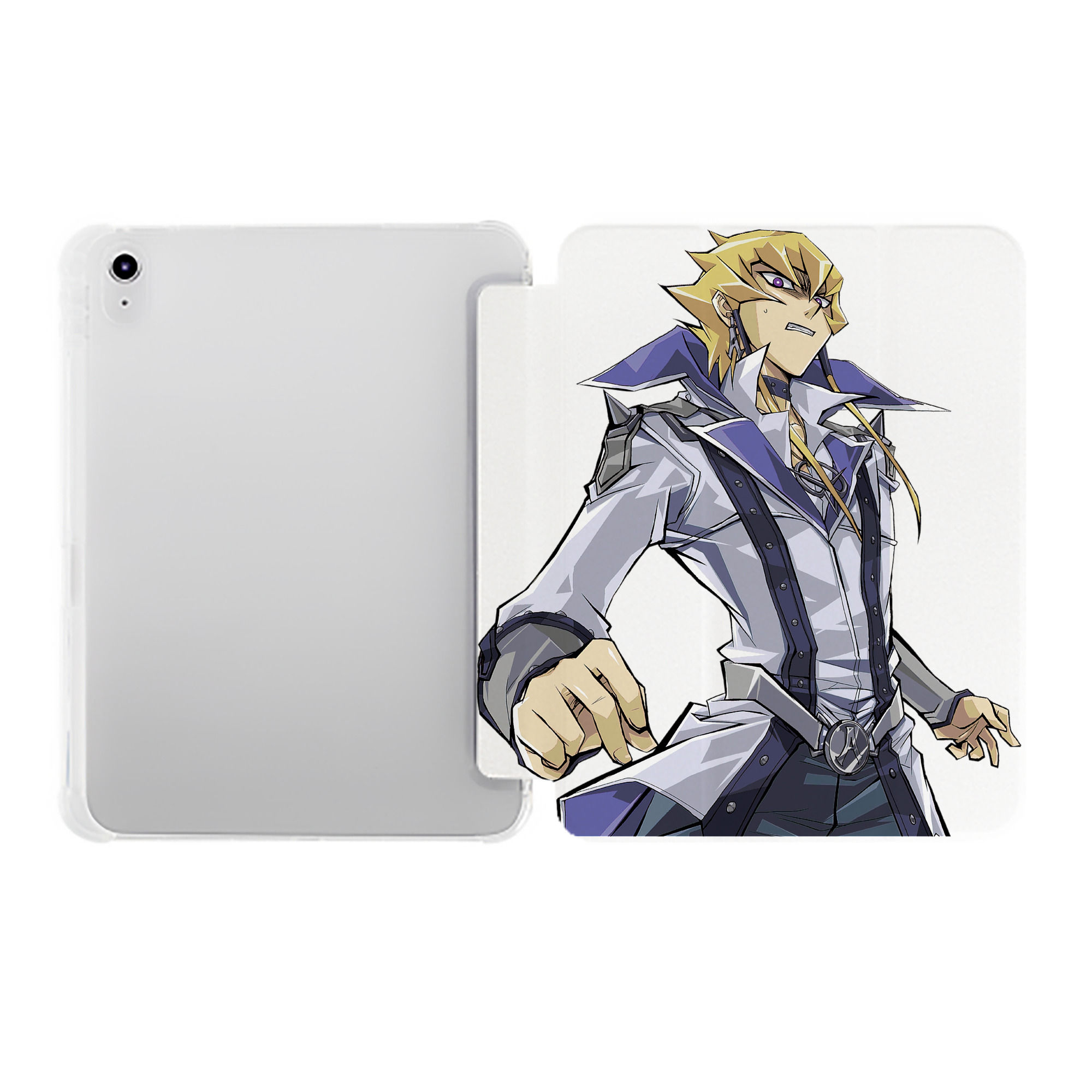 （画像用） 遊☆戯☆王 Yu-Gi-Oh! IPad ケース ペン収納付き 三つ折りスタンド PUレザー×シリコン 対応機種9.5/10.5/10.9インチ
